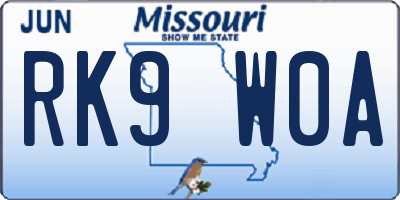 MO license plate RK9W0A