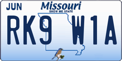 MO license plate RK9W1A
