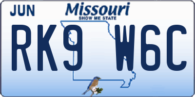 MO license plate RK9W6C