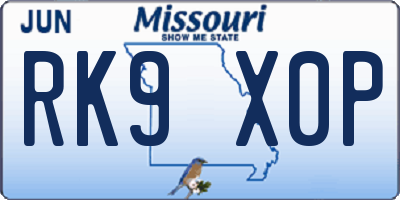 MO license plate RK9X0P