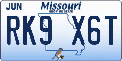 MO license plate RK9X6T