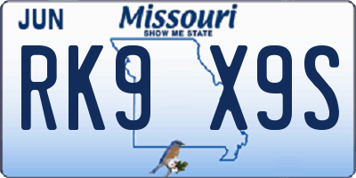 MO license plate RK9X9S