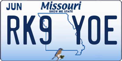 MO license plate RK9Y0E