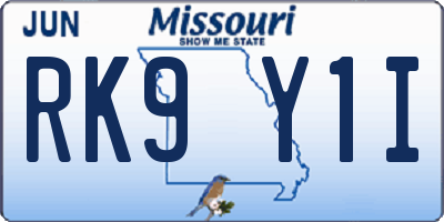 MO license plate RK9Y1I