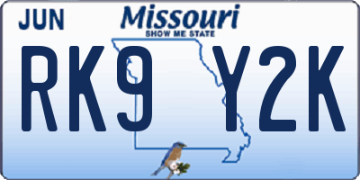 MO license plate RK9Y2K