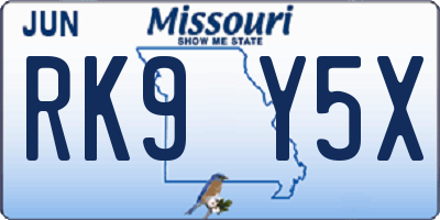 MO license plate RK9Y5X