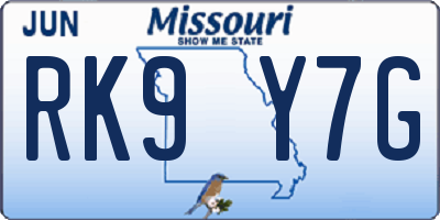 MO license plate RK9Y7G