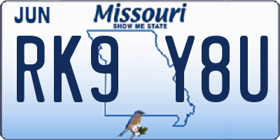 MO license plate RK9Y8U