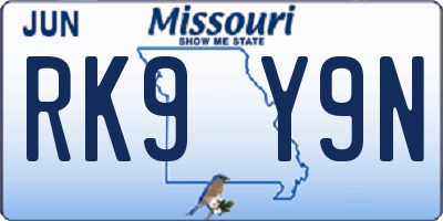 MO license plate RK9Y9N