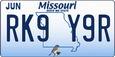 MO license plate RK9Y9R