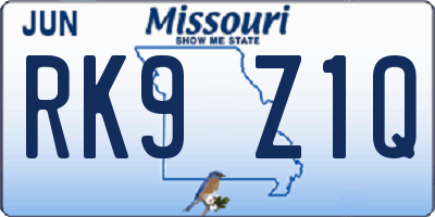 MO license plate RK9Z1Q