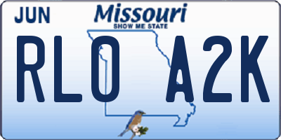 MO license plate RL0A2K