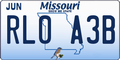 MO license plate RL0A3B