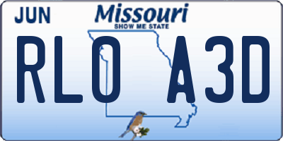 MO license plate RL0A3D