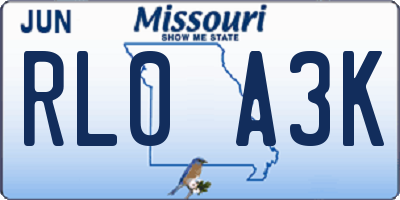 MO license plate RL0A3K