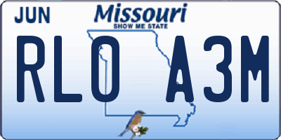 MO license plate RL0A3M