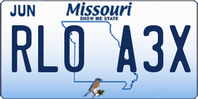 MO license plate RL0A3X