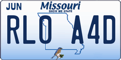 MO license plate RL0A4D