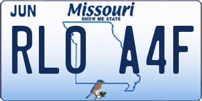 MO license plate RL0A4F
