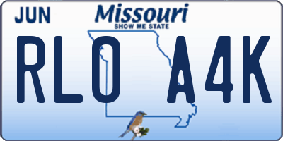 MO license plate RL0A4K