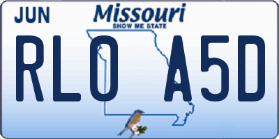 MO license plate RL0A5D