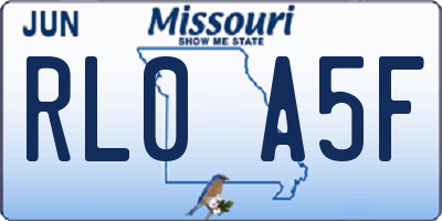MO license plate RL0A5F