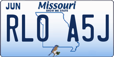 MO license plate RL0A5J
