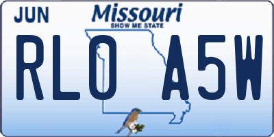 MO license plate RL0A5W