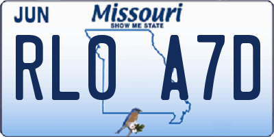 MO license plate RL0A7D