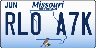 MO license plate RL0A7K