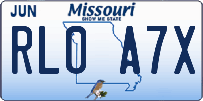 MO license plate RL0A7X