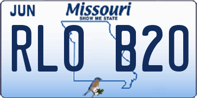MO license plate RL0B2O