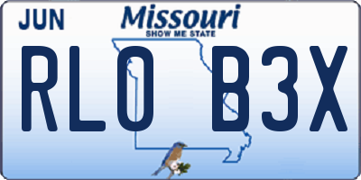 MO license plate RL0B3X