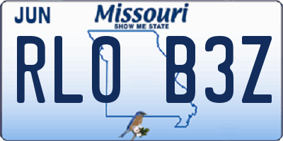 MO license plate RL0B3Z