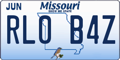 MO license plate RL0B4Z