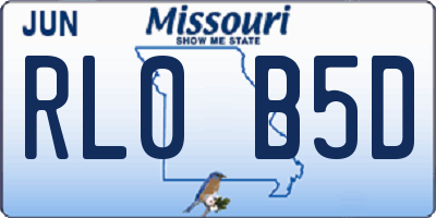 MO license plate RL0B5D