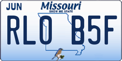 MO license plate RL0B5F