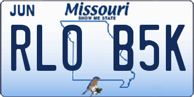 MO license plate RL0B5K