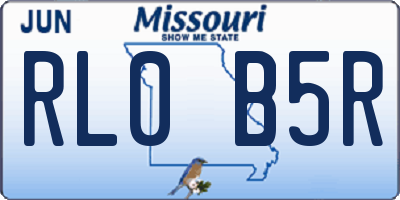 MO license plate RL0B5R