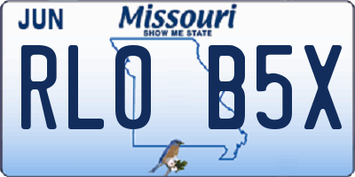 MO license plate RL0B5X