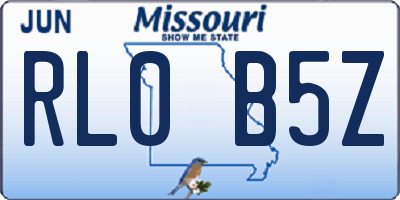 MO license plate RL0B5Z