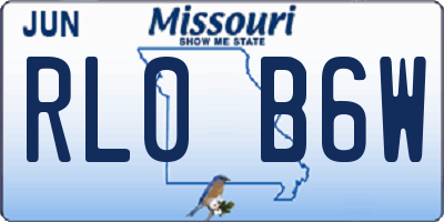 MO license plate RL0B6W