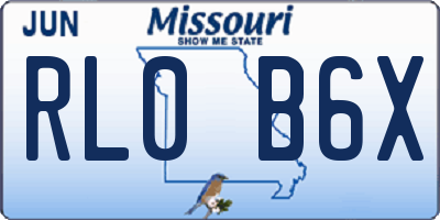 MO license plate RL0B6X