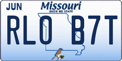 MO license plate RL0B7T