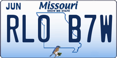 MO license plate RL0B7W