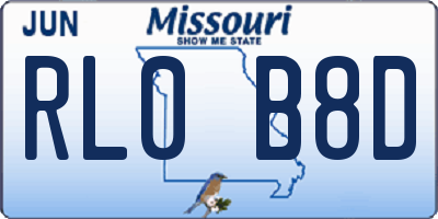 MO license plate RL0B8D