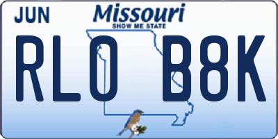 MO license plate RL0B8K