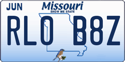 MO license plate RL0B8Z