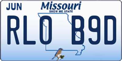 MO license plate RL0B9D