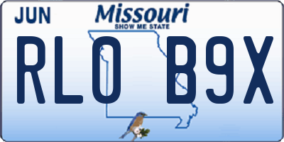 MO license plate RL0B9X